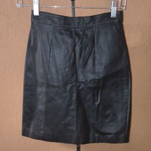 Berman'S Black Leather Skirt Size 4
